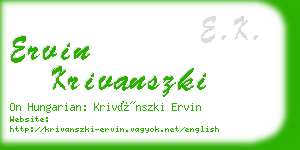 ervin krivanszki business card